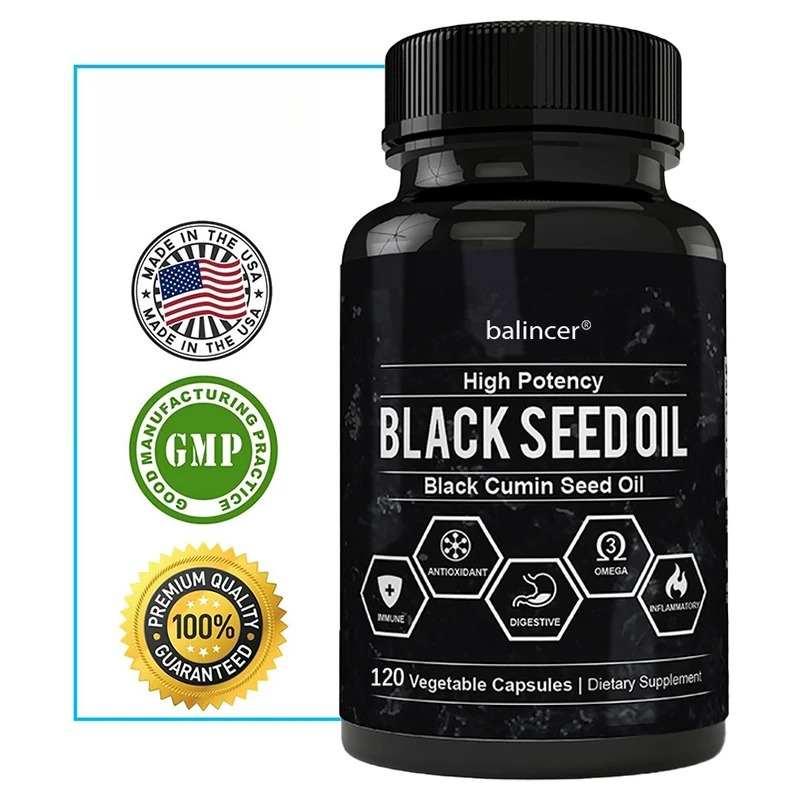 Health Wellness Vitamins - Zwarte Komijnzaadolie-Ondersteunt Immuun-, Cardiovasculair, Haar-, Huid-,